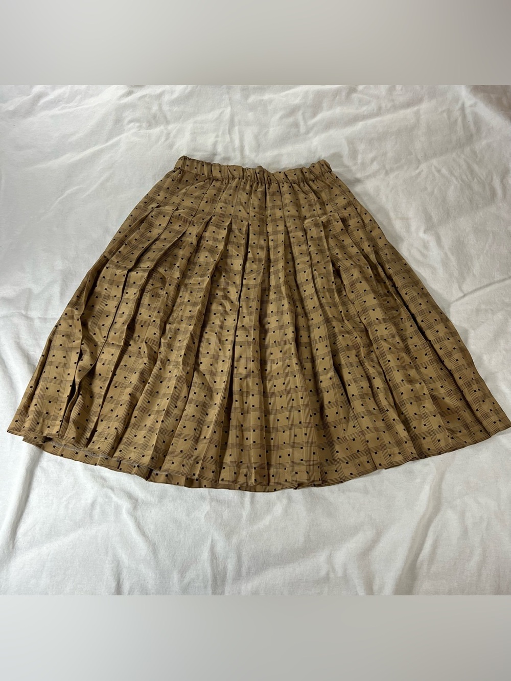 Art Deco Pleated Silk Skirt with Dot Check